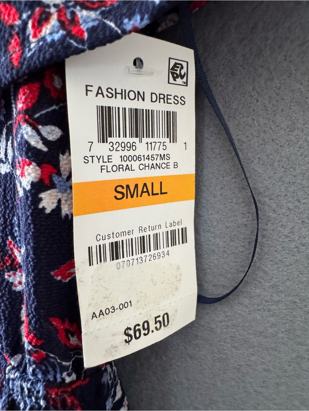 STYLE & CO Navy Floral Off Shoulder Dress Small NWT Boho Pockets - Picture 10 of 10